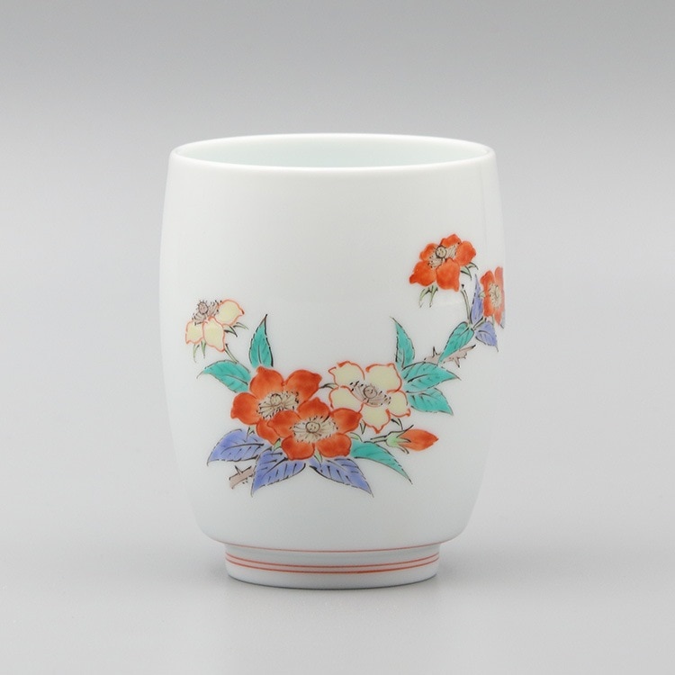 umi 14代柿右衛門 濁手苺花文皿 錦蓼文マグカップ 二点 umi 14代柿右