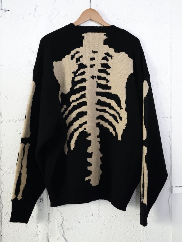 KAPITAL(キャピタル) / 5G ウール BONEクルーセーター (ブラック) 25AW