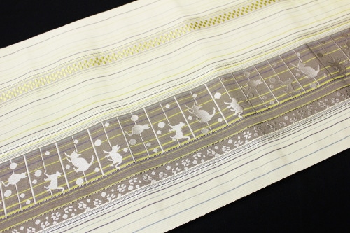 黒木織物謹製 博多八寸名古屋帯「猫/献上」 | 販売着物商品,名古屋帯