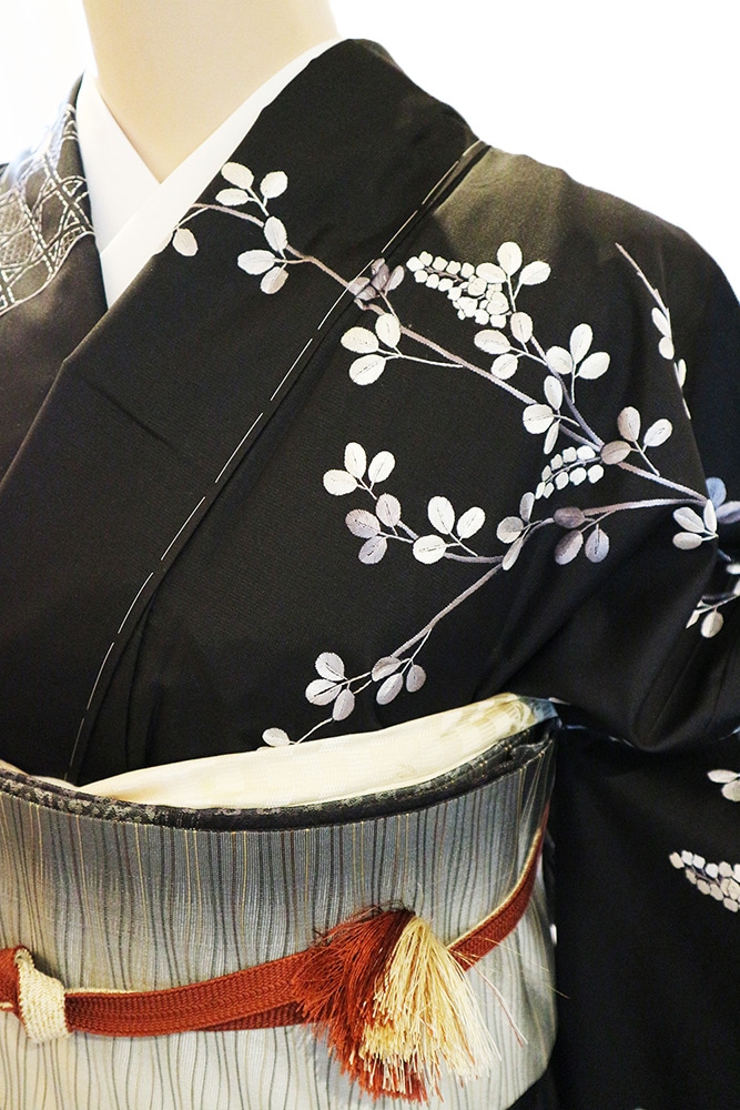 正絹単衣訪問着 レンタルフルセット「総柄刺繍 網代に萩」 | すべての
