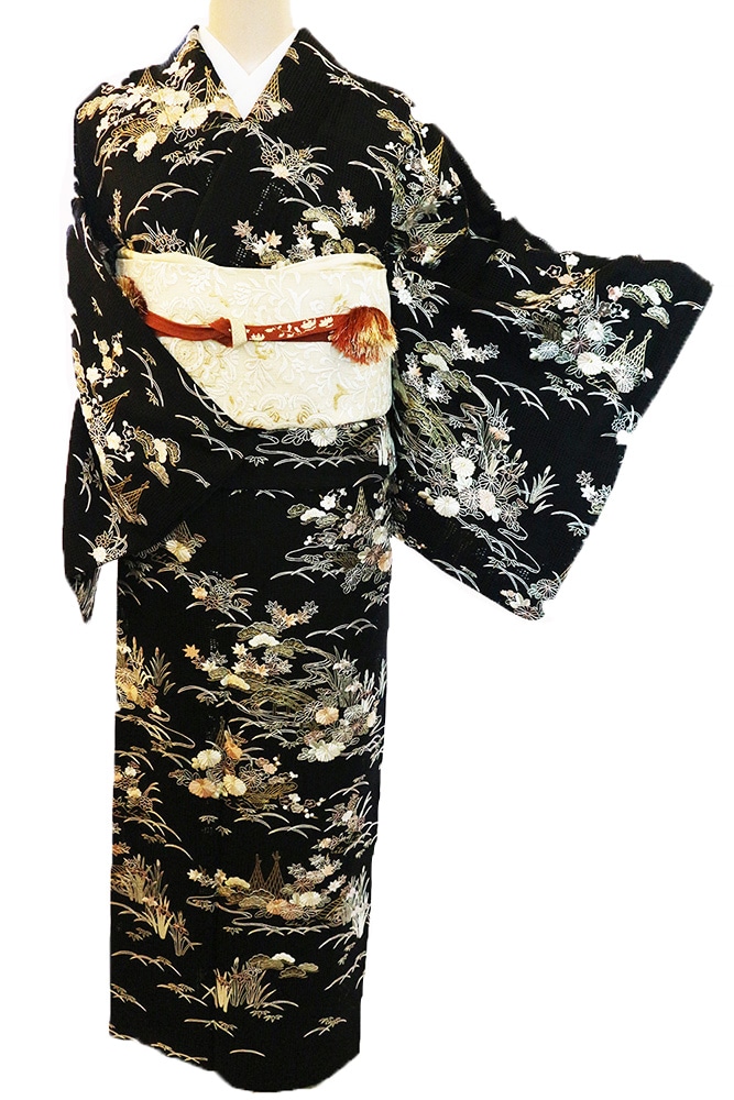 正絹訪問着 レンタルフルセット「総柄汕頭刺繍 茶屋辻」 | レンタル