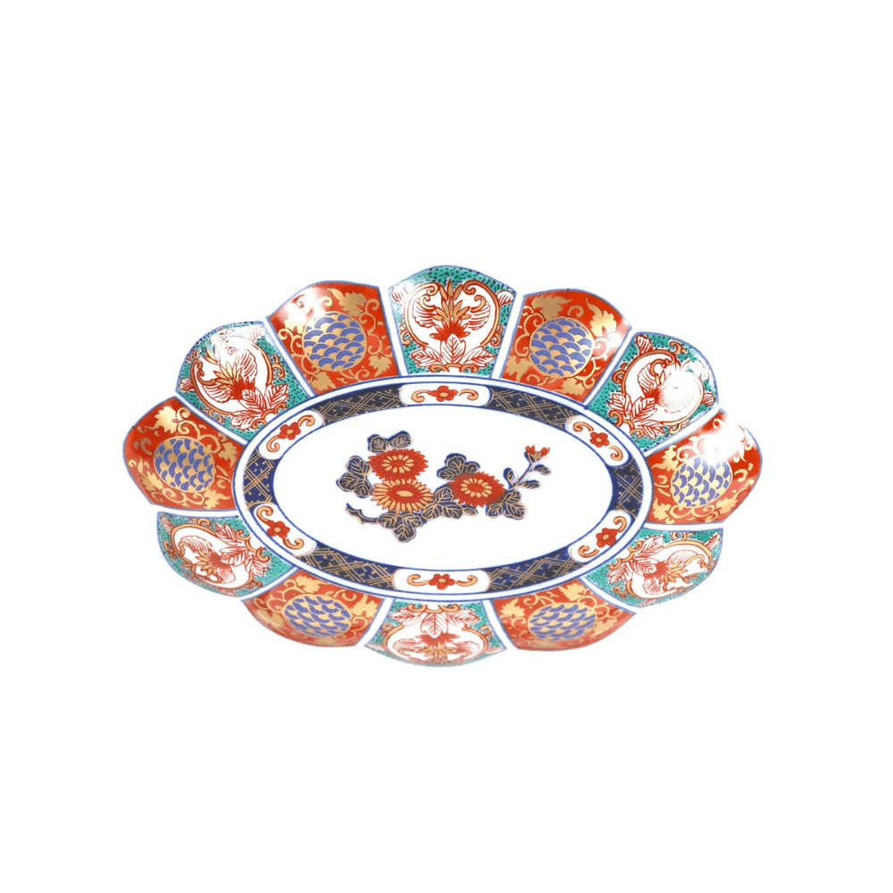 角皿 変形皿 金彩 色絵付け 印判 欠け 窯傷 花文様 ニュウ 歪み 【公式