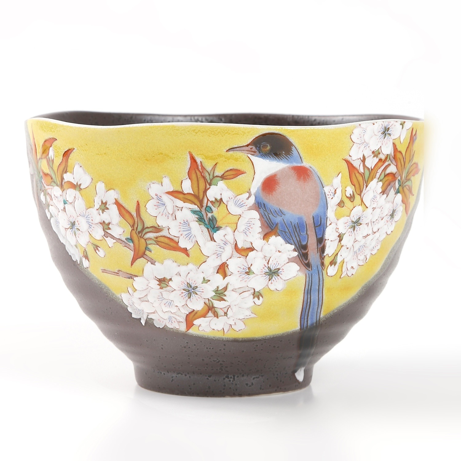 九谷焼】茶漬碗・吉田屋山桜に鳥【九谷白雅】｜創亭やぶきたオンライン