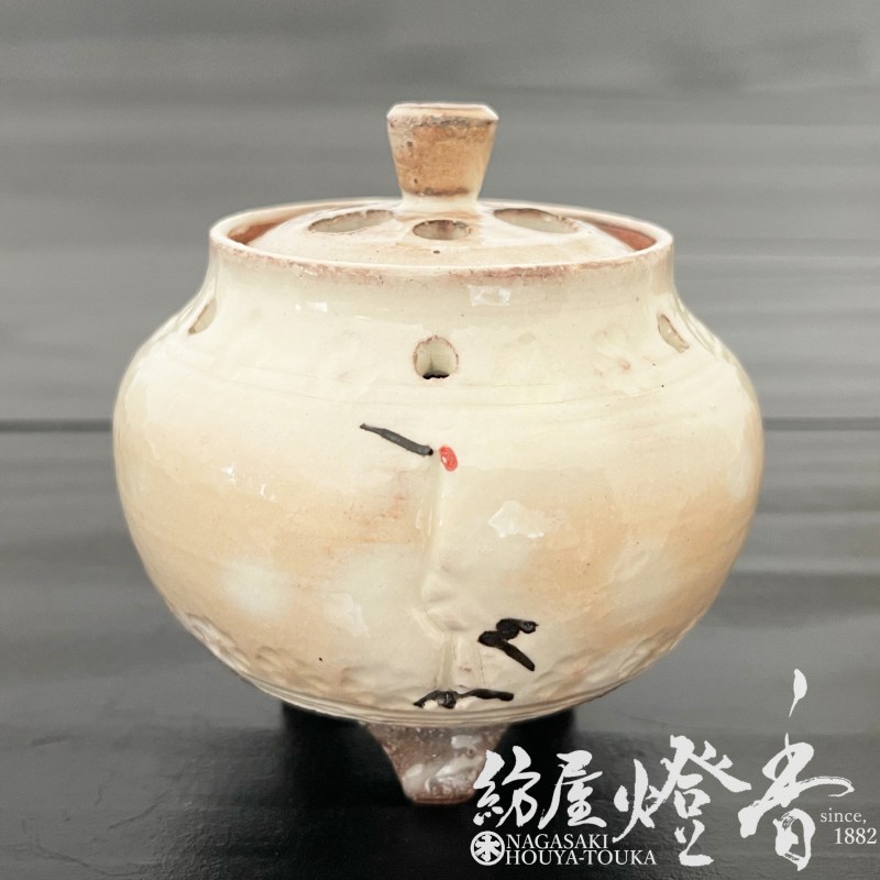 人気作家 峯岸勢晃 月白青瓷 線段香炉 共箱 共布 陶歴付 人気作家 峯岸