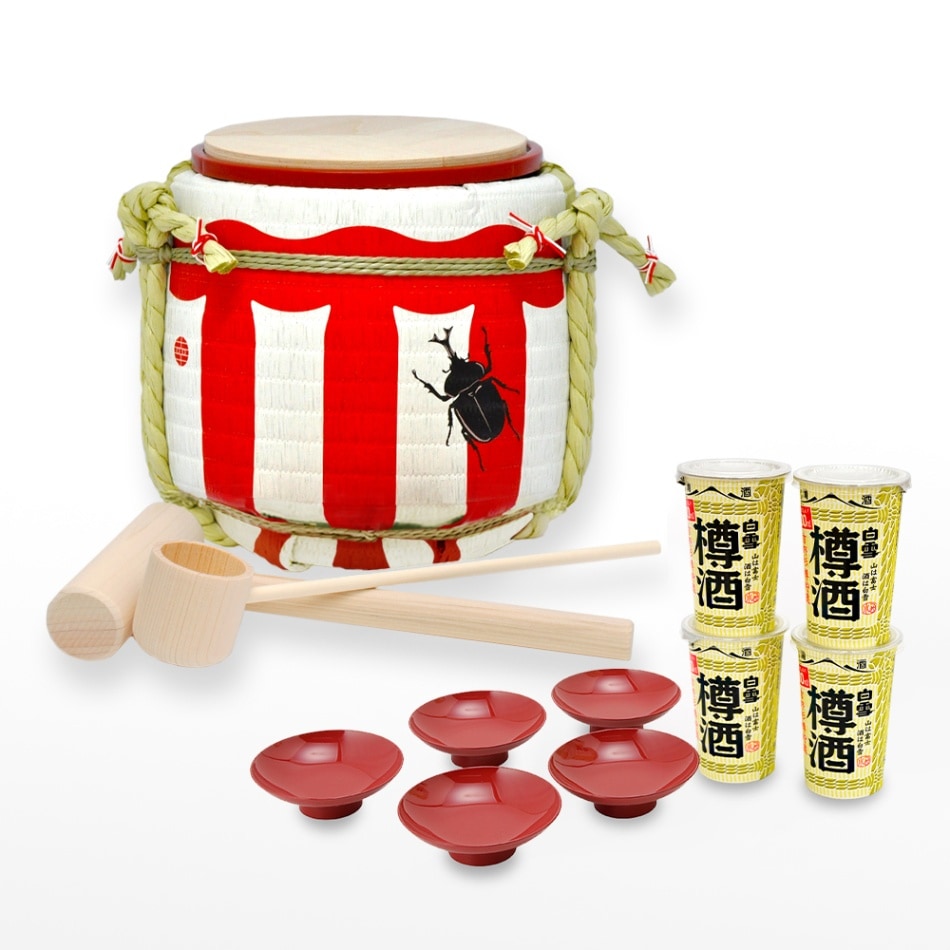 日本酒入り菰樽◇ミニ鏡開き樽酒セット ～日本の四季～夏『甲虫