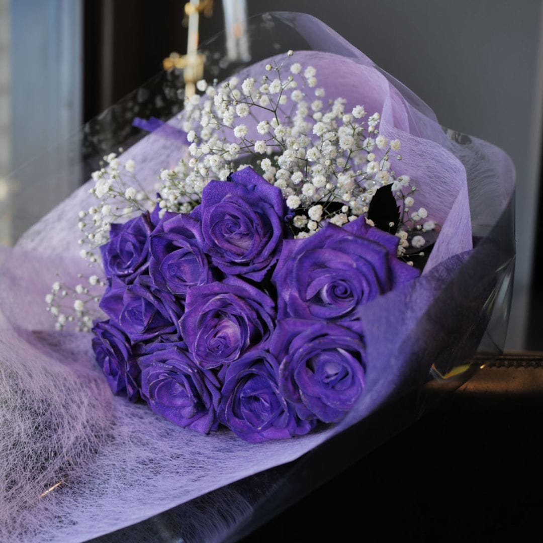 紫のバラ 10本の花束 | 色から探す,紫,紫のバラ,花束 | ROSESHOP 青い