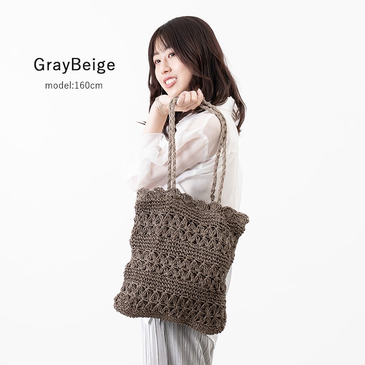 かごバッグ トート 夏 レディース マチなし 手編み 花 フラワー