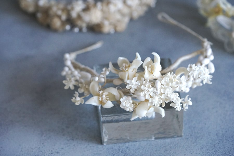 アンティークワックスフラワーティアラ 1900年代頃 ga-985の通販