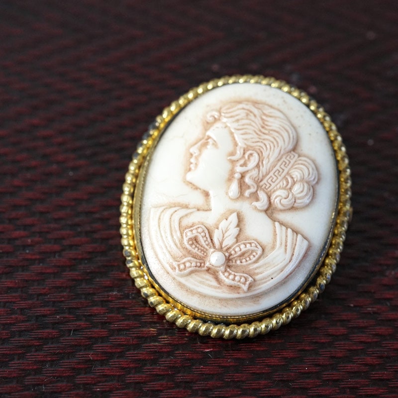 チェコのセラミックカメオのブローチ5×3.7cm ga-1033の通販｜こよなく