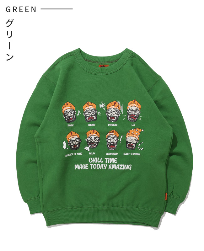 クリフメイヤー[公式] チルタイム裏起毛クルー(顔) MENS 2523108