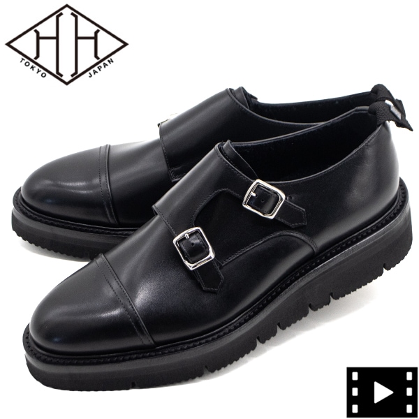 ダブルエイチ レザーシューズ メンズ EXゴアバーンレザー ダブルモンク