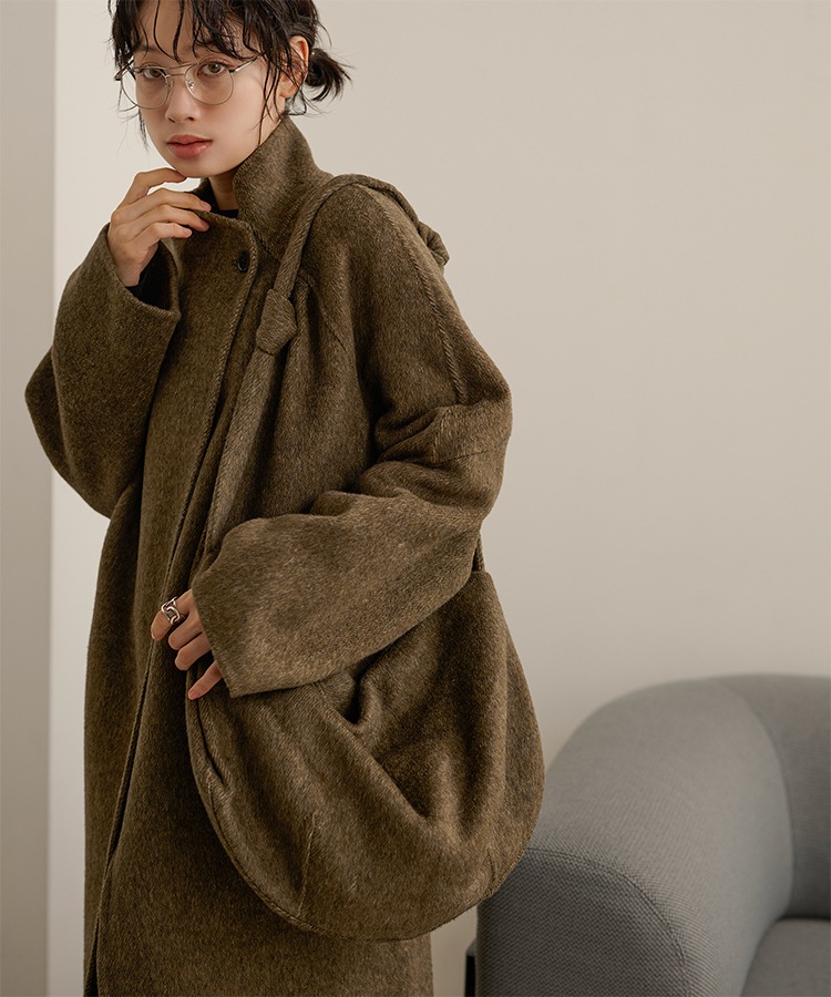 stand collar wrap belted long coat | OUTER | LAULEN（ローレン）