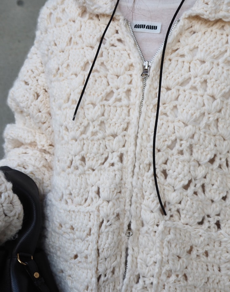 double zip crochet knit cardigan | TOPS | LAULEN（ローレン）