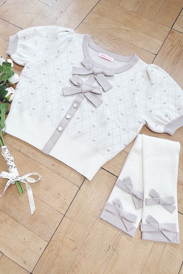 Princess Melody】アームウォーマー付きハート柄2連リボンニット