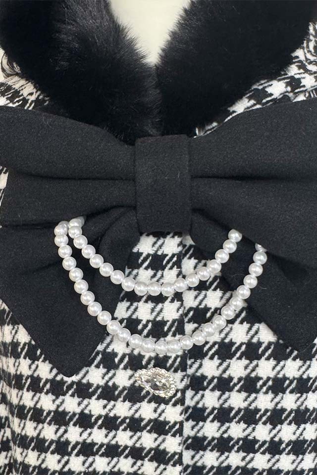 Princess Melody】リボン付きボリュームファーフードケープコート