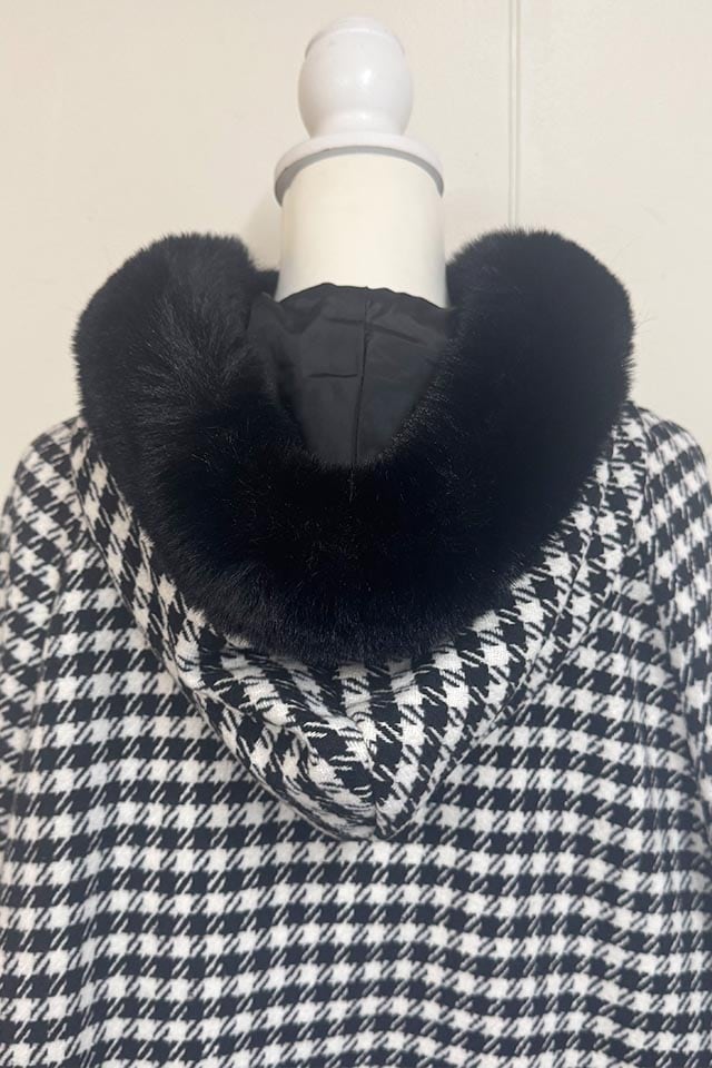 Princess Melody】リボン付きボリュームファーフードケープコート