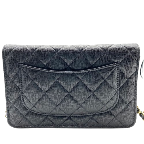 シャネル チェーンウォレット モナコシリーズ ブラック キャビアスキン