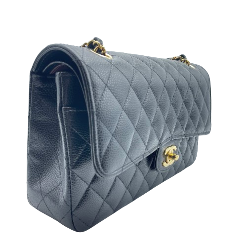 シャネル マトラッセ 25 ブラック キャビアスキン ゴールド金具