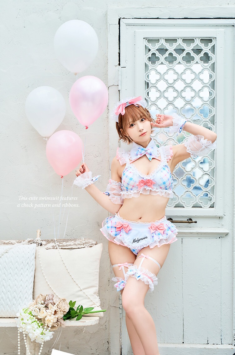 即日発送】フリルチェックアラモードビキニ《レディース水着9点セット