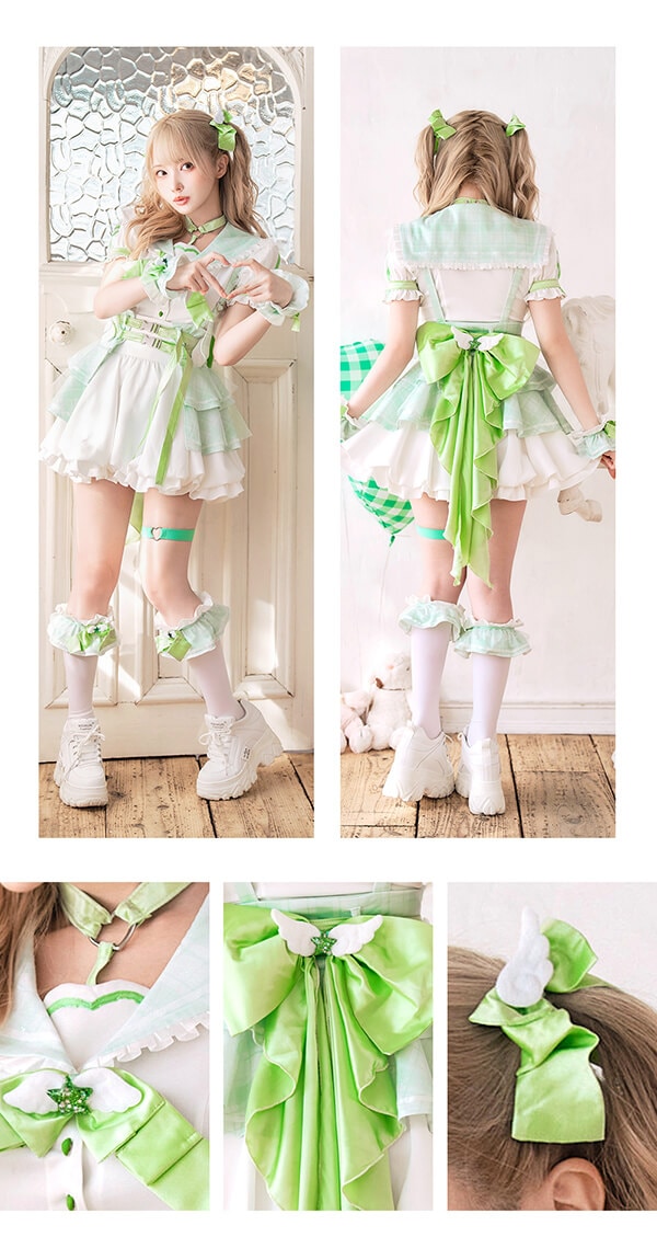 パープル/グリーンは予約】-魔法少女-ファンシーチェックセーラー