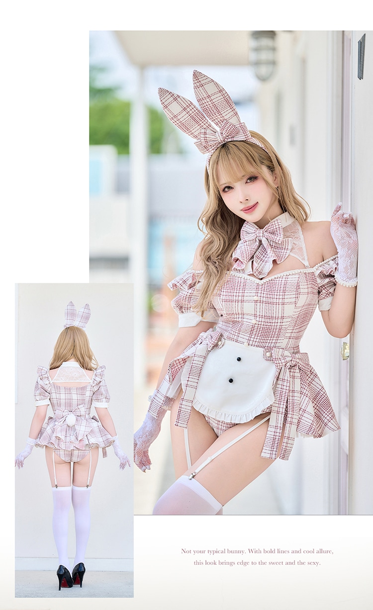 ライトグレー×チェックは予約】マスキュリンバニースーツ《オリジナル