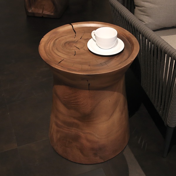 サイドテーブル EM 丸テーブル 円形 モンキーポッド 無垢材 【SENSO de