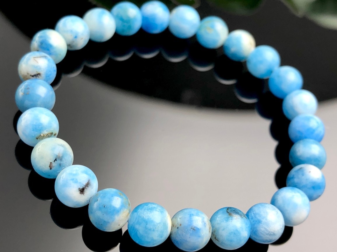 1点物】天然石ブレスレット/アズライトシリカ （Azurite, 藍銅鉱