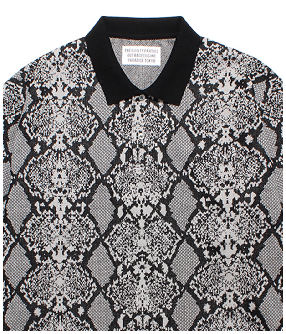 PYTHON KNIT JACQUARD POLO SHIRT【WHITE】｜WACKO MARIA｜MELTING POT