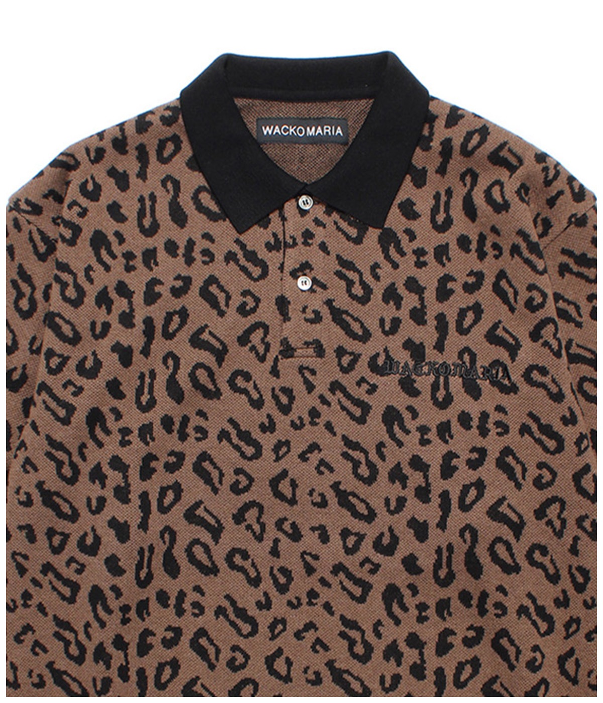 LEOPARD JACQUARD KNIT POLO SHIRT【BROWN】｜WACKO MARIA｜MELTING
