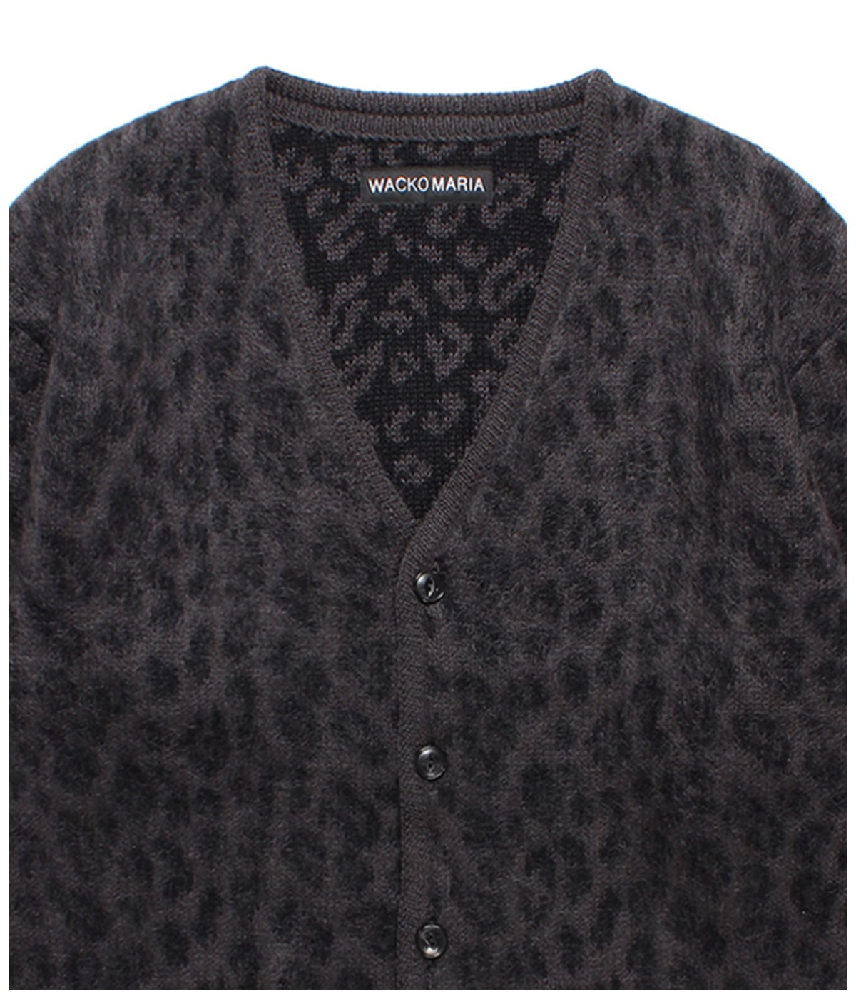 LEOPARD HEAVY MOHAIR KNIT CARDIGAN【CHARCOAL】｜WACKO MARIA