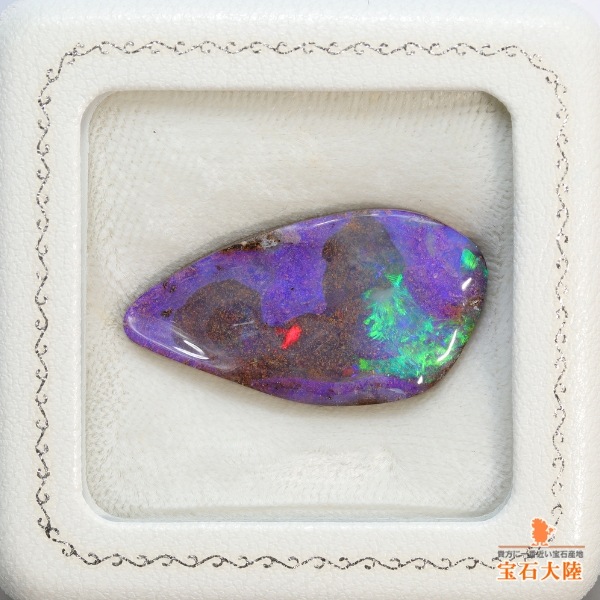 天然ボルダーオパール 24.92ct 【パープル&グリーン遊色】 大判 個性的