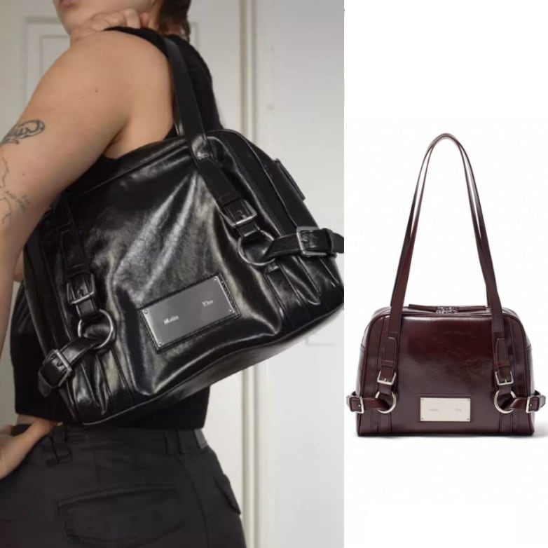 MATIN KIM ショルダーバッグ BIKER DETAIL SQUARE SHOULDER BAG