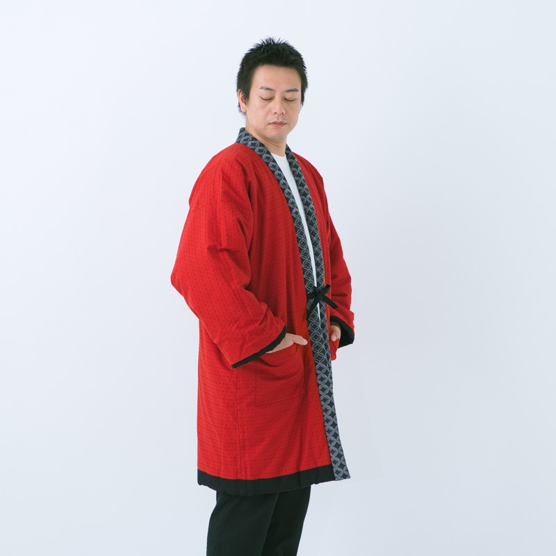 半纏 [狐火はんてん oversized] ブラック ロング100cm丈 ※リバーシブル