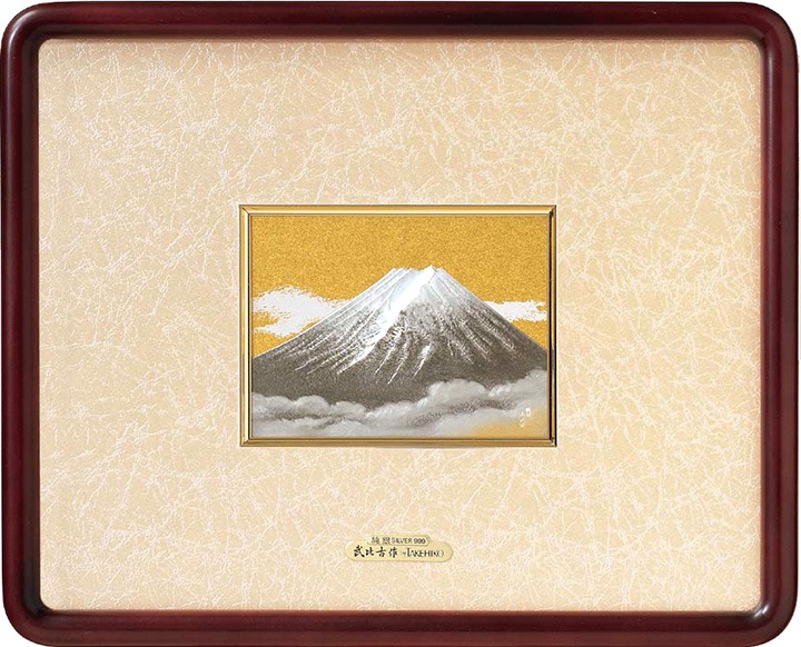 武比古 純銀 木製隅丸額 富士 金地 5号 | 銀製品,純銀製レリーフ額