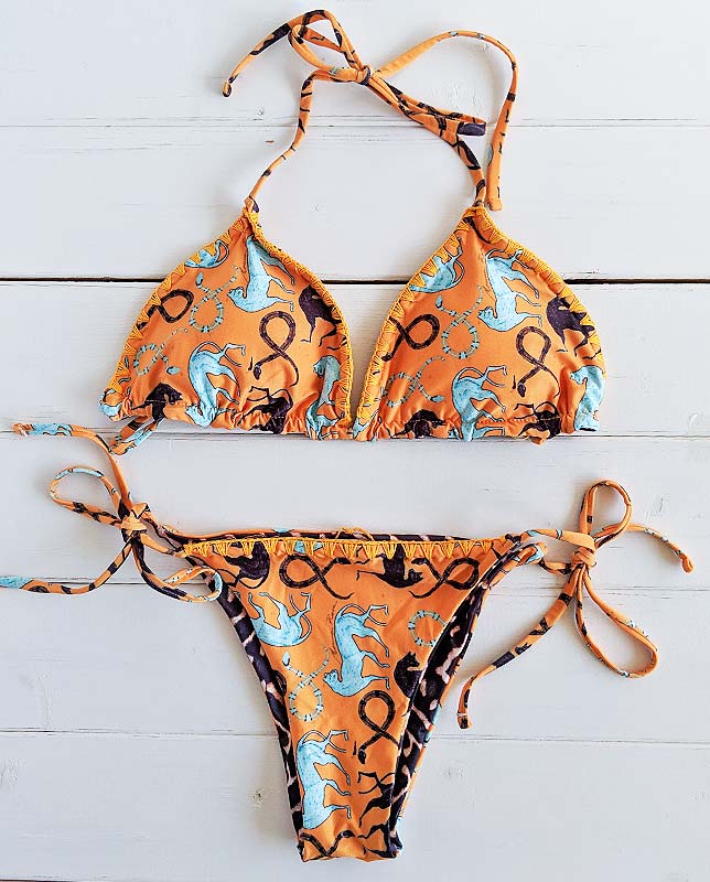 リバーシブル三角水着 レオパード×エジプト柄 Morena Rosa | 海外