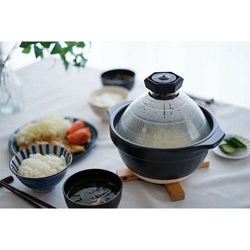 HARIO ハリオ フタがガラスのご飯釜2~3合 GNR-200-B-Wの通販【FLICKCART】