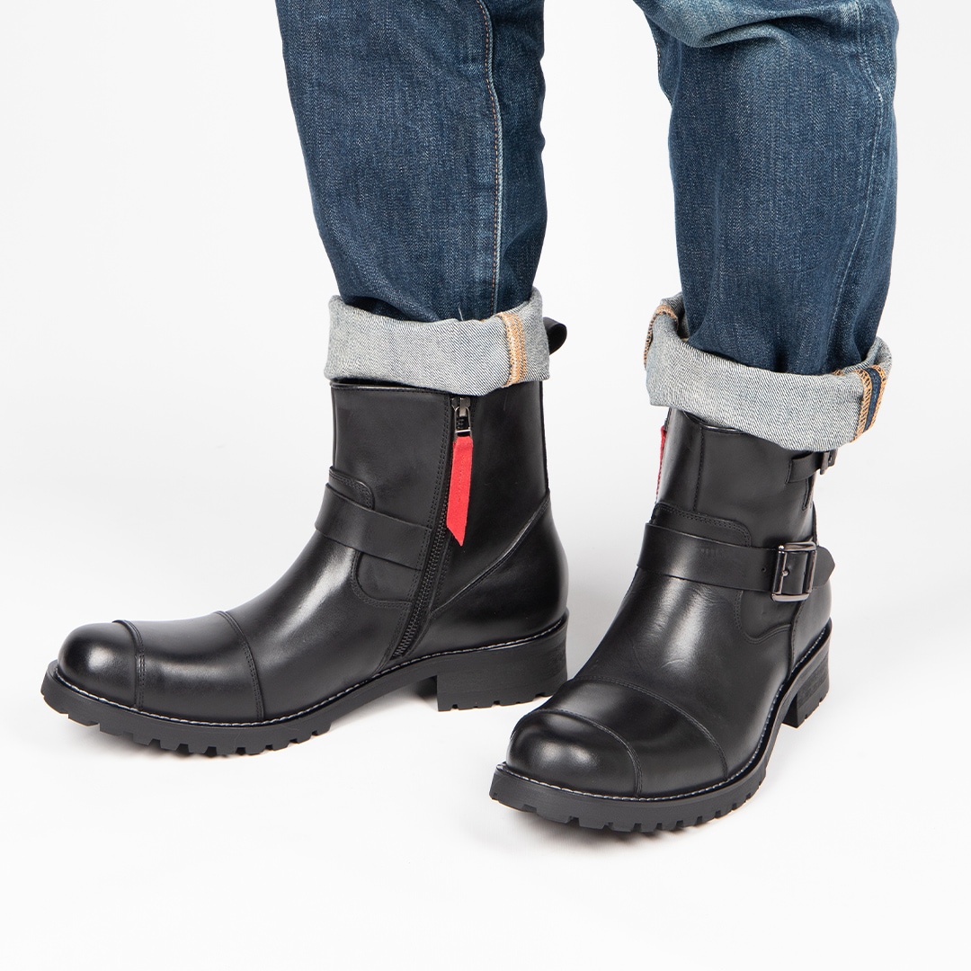 バイク シフトガード付レザーZIPエンジニアブーツ[HS-B9] ブーツ,本革