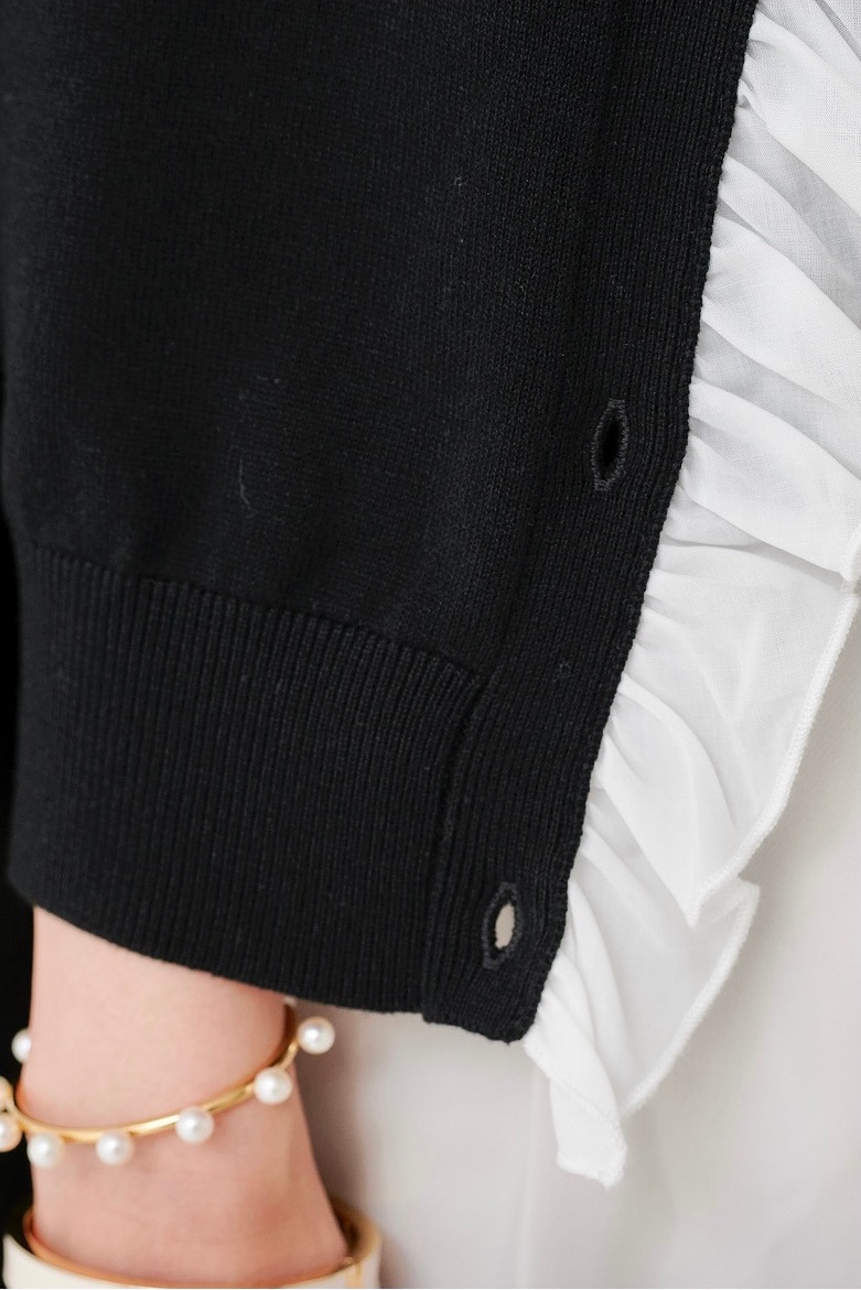 フリルカーディガン/ブラック | TOPS | OBLI