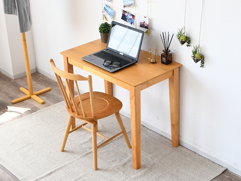 デスク チェア 2点セット 幅90cm 薄型 コンパクト 木製 デスクチェア