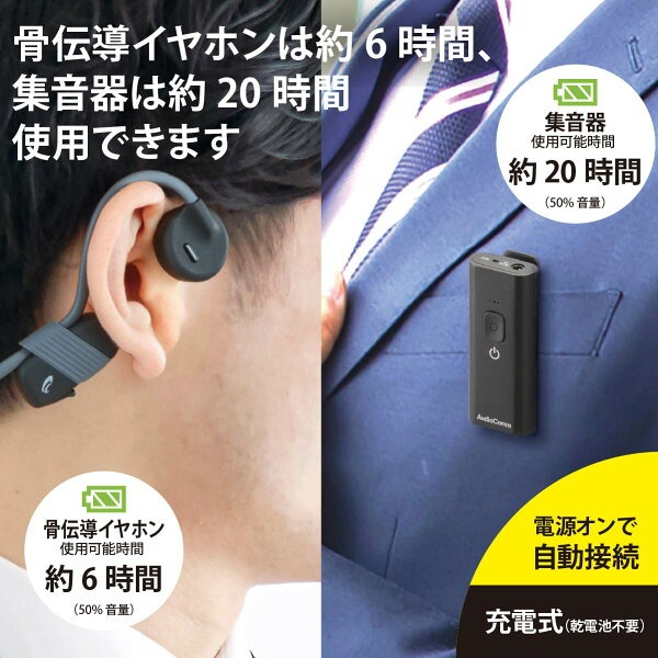 AudioComm 骨伝導イヤホン+集音器セット｜HP-BC500N 03-1700｜通販なら