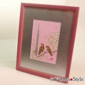 限定1個】【東京手描友禅】染額(雀と木蓮) 江戸monoStyle