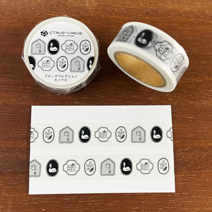 マスキングテープ ブローチコレクション モノクロ マステ | その他文具