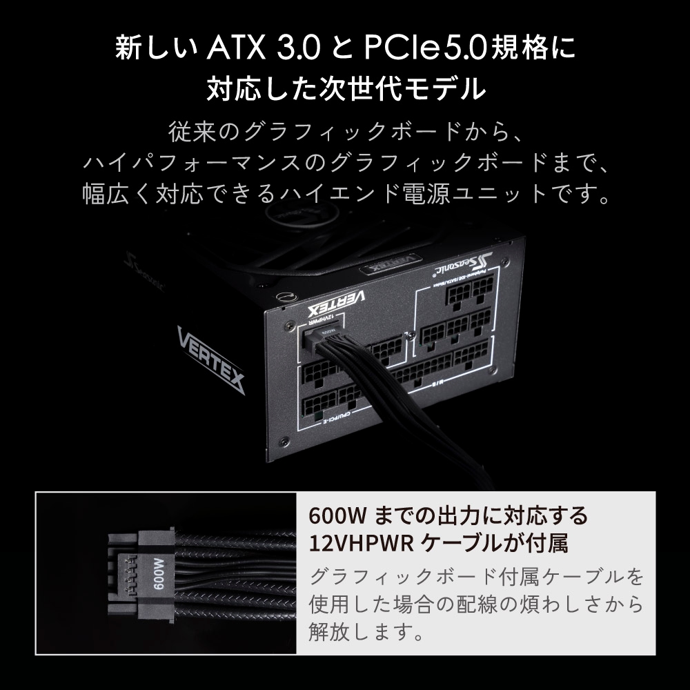 Seasonic製 80PLUS PLATINUM認証 ATX 3.0 対応 フルモジュラー ATX電源