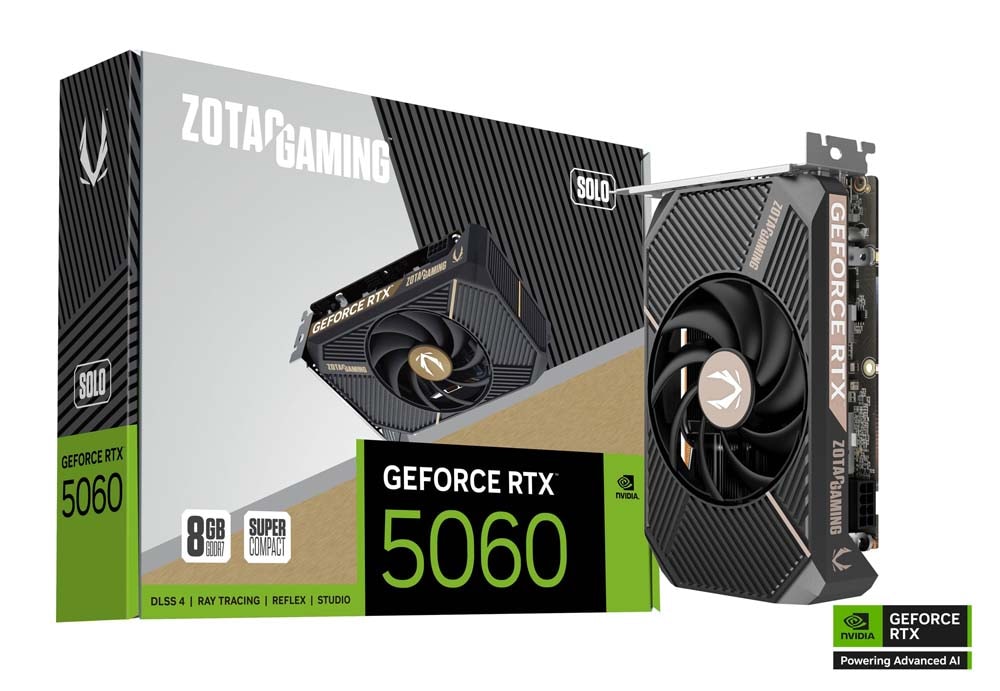 ZOTAC GAMING GeForce RTX 5060 SOLO 8GB 超コンパクトなグラフィック
