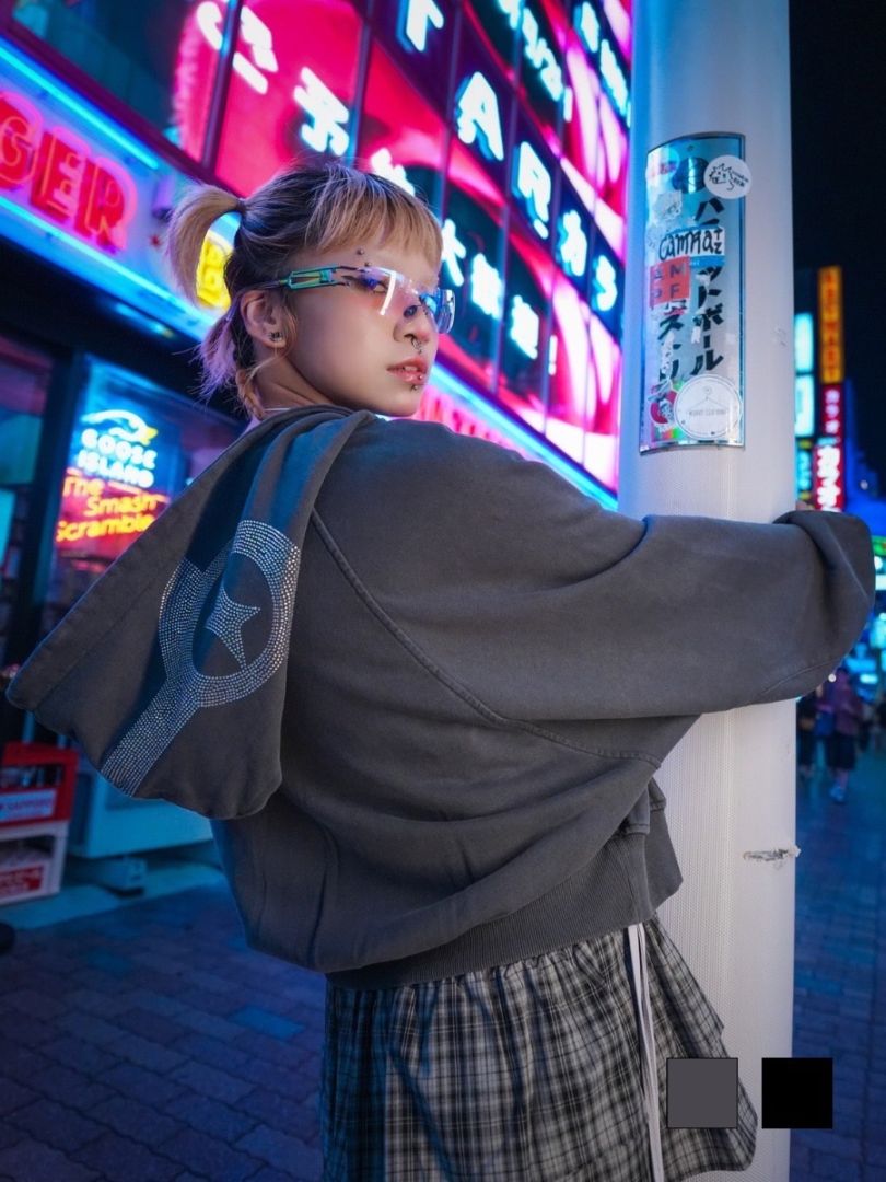 NMTXU】rhinestone design zip parka / 【エヌエムティーエックスユー