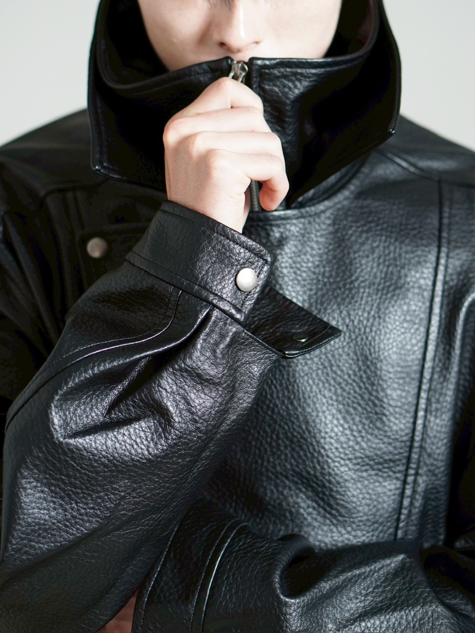 受注制【Chikashitsu +】high neck non-leather bomber jacket