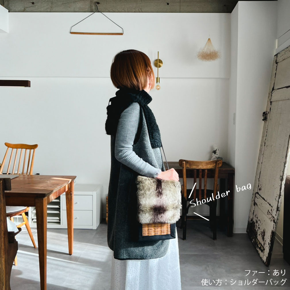 コラボ商品】3wayで使える革とカゴのリュック（縦型）