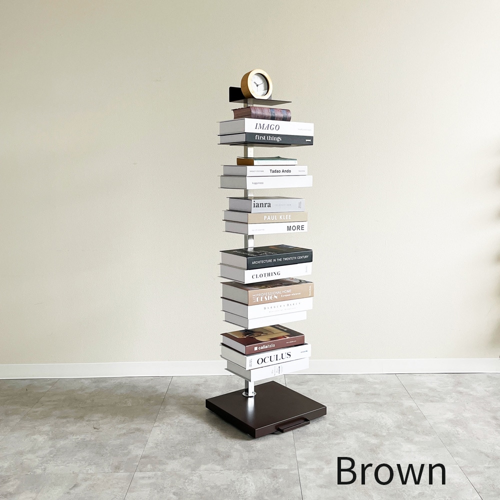 Tsum dock ブックタワー【隠しキャスター付・ハイタイプ8段／ブラウン