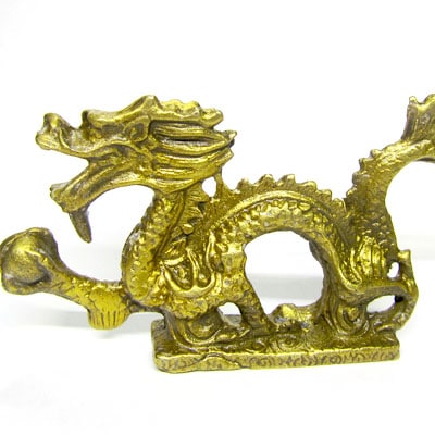銅製玉持ち龍 置物小 10cm ネコポス便なら【送料無料】｜4本爪,四本爪
