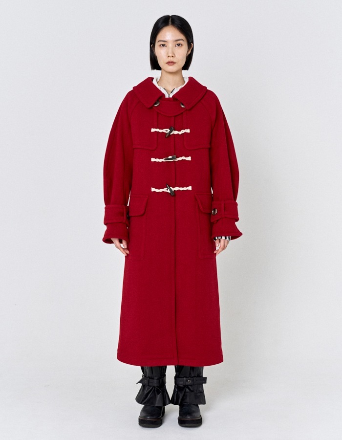 Herringbone Duffle Coat / red | OUTERS,COAT | RUMCHE OFFICIAL